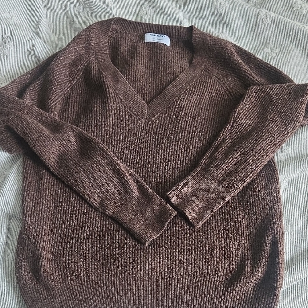 Old Navy Brown V-Neck Sweater